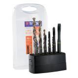 12 piezas - 6 machos de roscar HSSE5% cobalto Múltiples aplicaciones GUN DIN371/6 M3 a M10 + 6 brocas TBX HSSE5% cobalto con recubrimiento Blade TECHNIC 