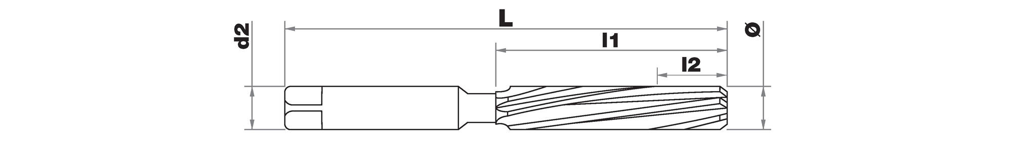 Alésoir machine haute précision HSS-E5 (cobalt 5%) -NFE66014 -Z4-8 -Hél. 10° au 1/100ème