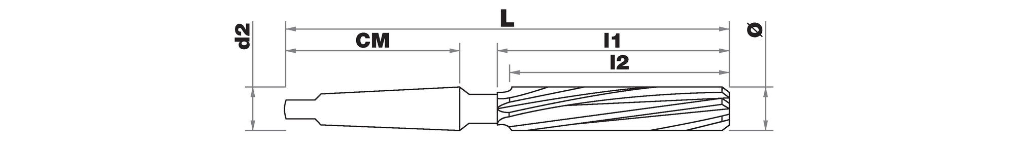 Alésoir machine HSS-E5 (cobalt 5%) -NFE66015 -m5 -Hél. 10° -Cône morse