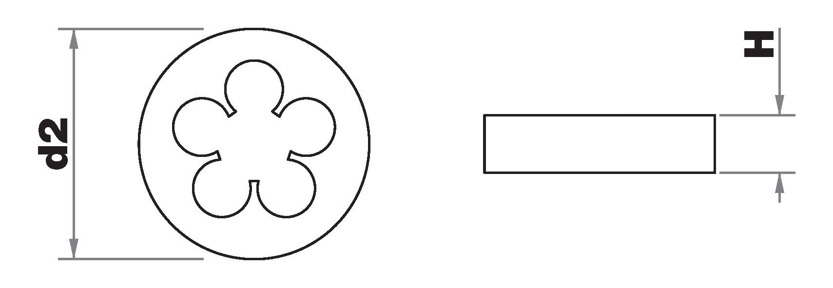 Filières HSS -NFE74001 -M MF -Forme C -(cage 50,8)