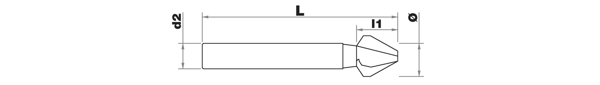 Fraise à noyer 90° HSS-E5 (cobalt 5%) -DIN 335C -Queue cylindrique