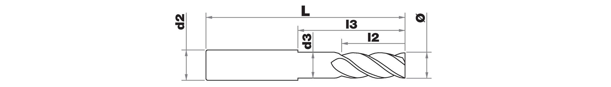 Carbide routing end mill -Z1 -h9 -Hel. 25°